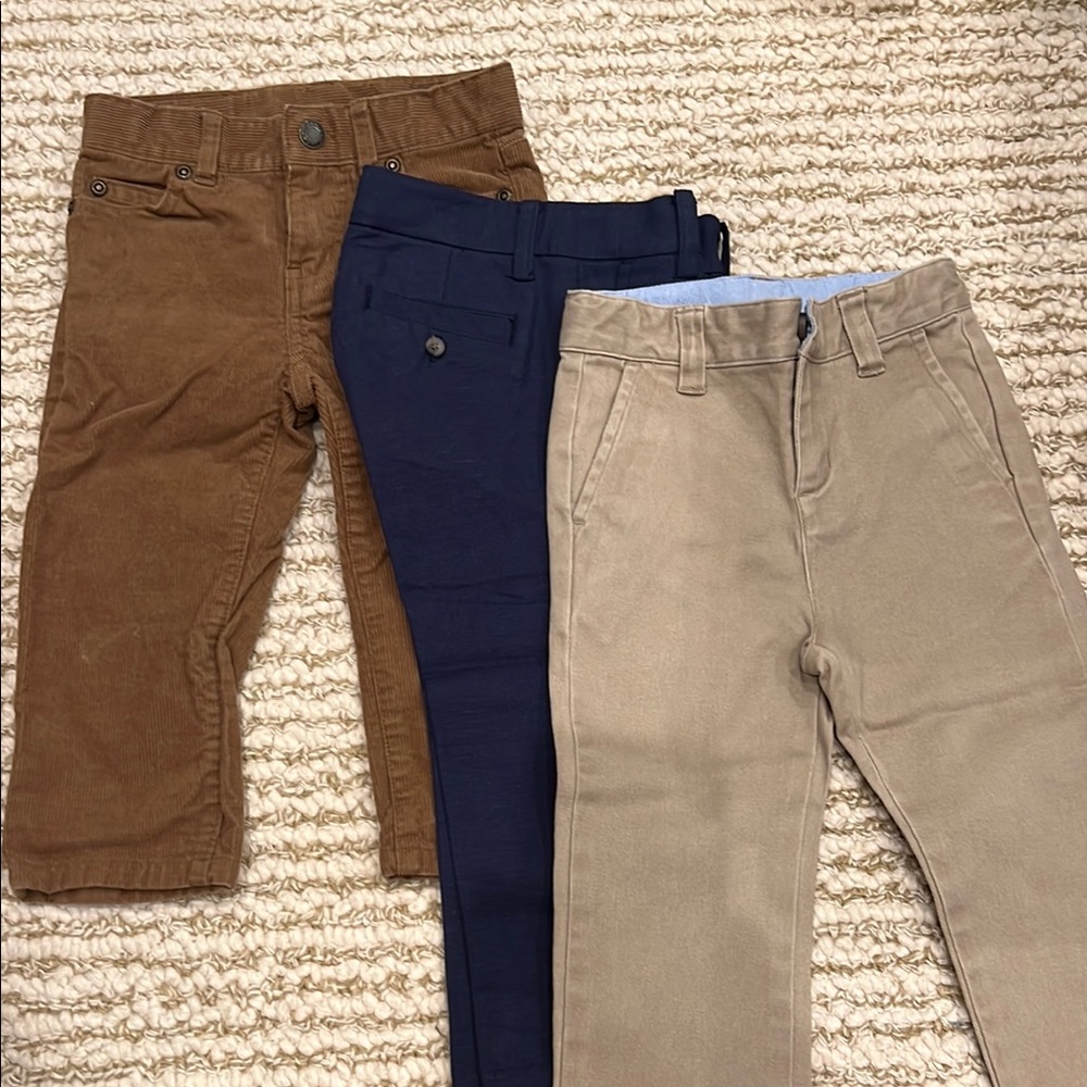 Janie and Jack Toddler Brown, Navy, and Tan Pants Set